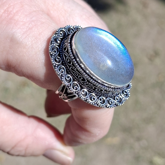 New Dichroic Glass 925 Silver Ring.  - Picture 3 of 16